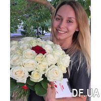 Белые розы и одна красная роза - Фото 1
