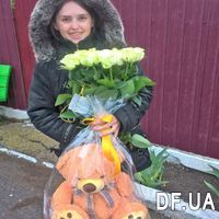 Bouquet of 21 snow white roses - Photo 1