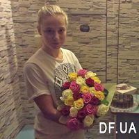 Розы разноцветные 21 роза - Фото 1