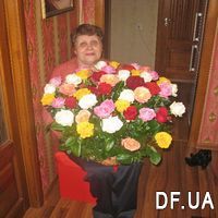 Basket of 51 multicolored roses