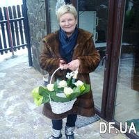 Basket of white roses and champagne with glasses