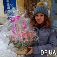 Pale pink basket of flowers