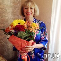 Bright bouquet of roses, gerberas and alstroemeria