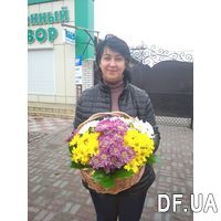 Basket of multi-colored chrysanthemums - Photo 3