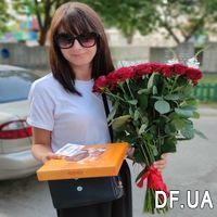 Bouquet of 25 red roses with ribbon - Photo 2