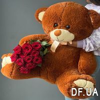 Big teddy bear and bouquet of roses - Photo 1