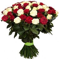 Bouquet of white and red roses
