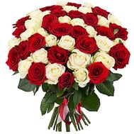 45 red and white roses