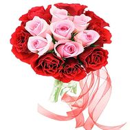 17 red and pink roses