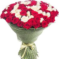 Bouquet of white and red roses