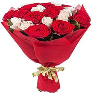 19 red and white roses