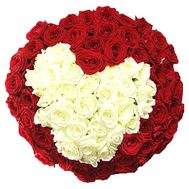 A bouquet of roses in the form of a heart