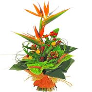 Bouquet to the head of the man