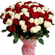 Red white bouquet of roses