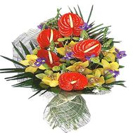Round male bouquet with anthurium