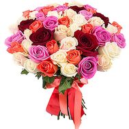 45 multi-colored roses