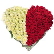 Heart of 101 roses white and red