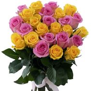 25 pink and yellow roses