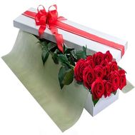 15 roses in a rectangular box