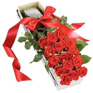 21 roses in a long box
