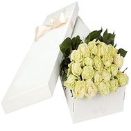 White roses in a long box