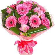 Bouquet of flowers to his wife