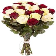 Bouquet of red and white imported roses