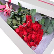 Imported roses in a long box