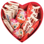 Candy in a box in the shape of a heart