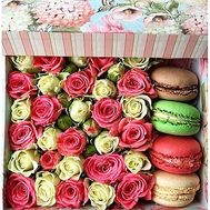 Box with sweets and flowers