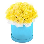 Box of yellow roses