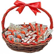 Basket with chocolate kinder