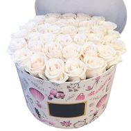 Beautiful box with white roses