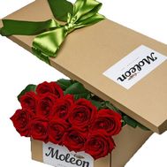 Red roses in a long box