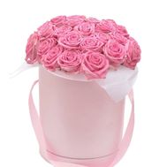 Round box of pink roses