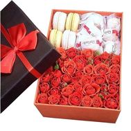 Set of flowers macaroons and Raffaello sweets