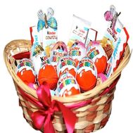 A set of sweets kinder in the basket