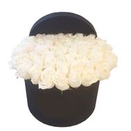 A huge box of white roses