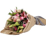 Pink bouquet of lilies and roses