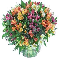 Huge bouquet of multi-colored alstromeries