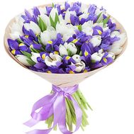 Bouquet 101 tulips with irises