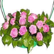 Bouquet of flowers in a basket to buy