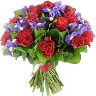 Bouquets of irises and roses