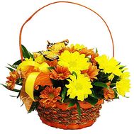 Composition of flowers in the basket