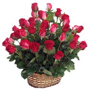 Basket of flowers from imported roses