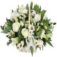 Basket with lilies and roses