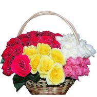 Basket of different roses - Rainbow
