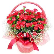 Red carnations in the basket