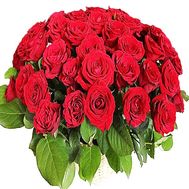 Red roses in a basket for men