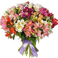 Huge bouquet of multi-colored alstromeries